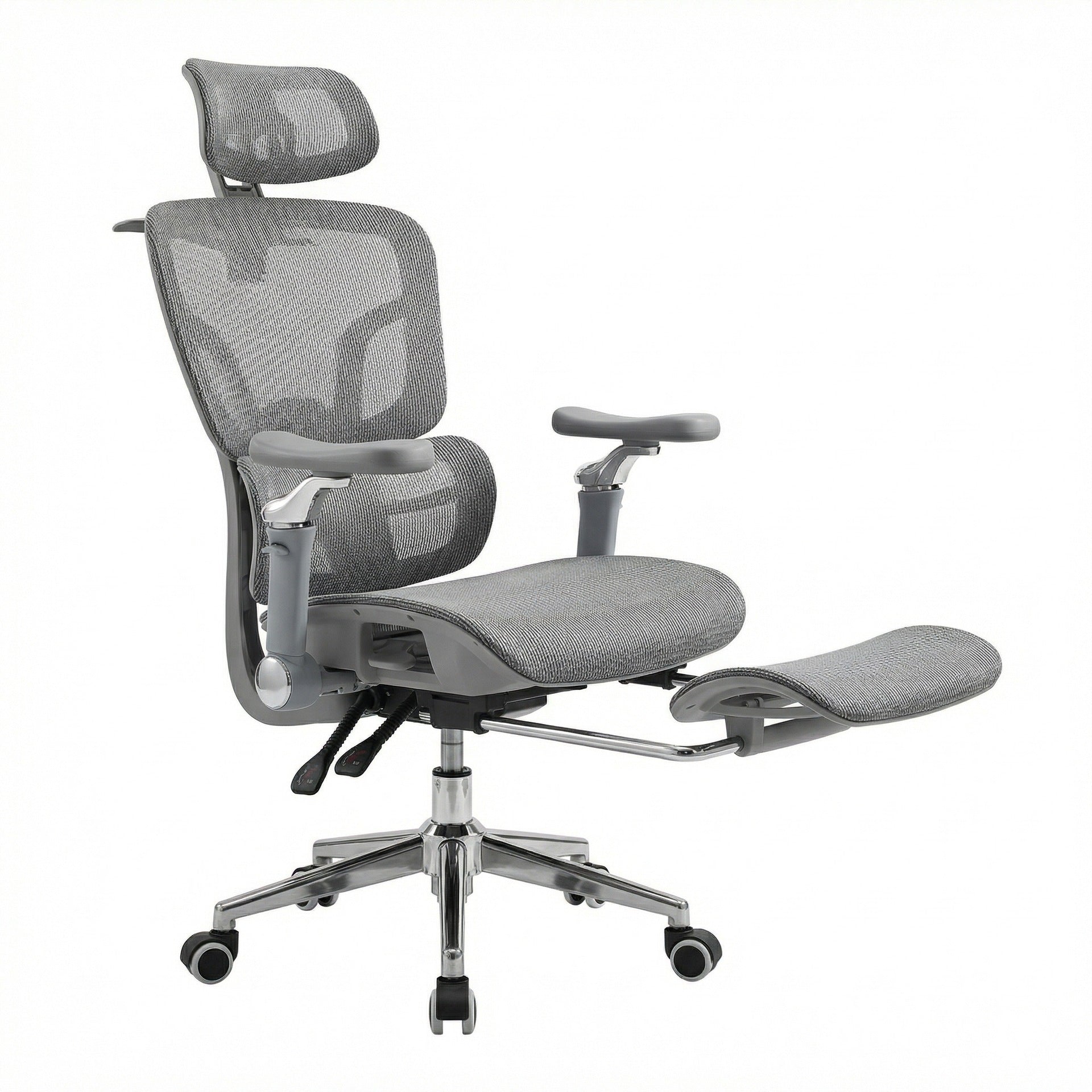 Gray Ergonomic Desk Chair with Adjustable Headrest and Arms