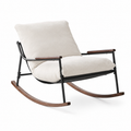 Modern Cream Rocking Lounge Chair with Wood Rockers