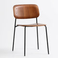 Modern Brown Veneer Dining Chair with Metal Frame
