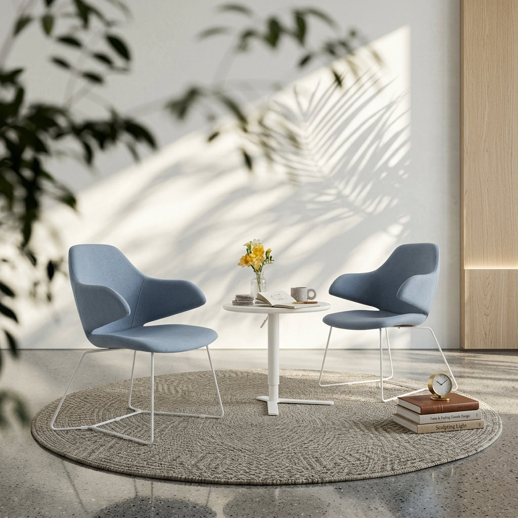 Blue Upholstered Accent Chair with Metal Frame