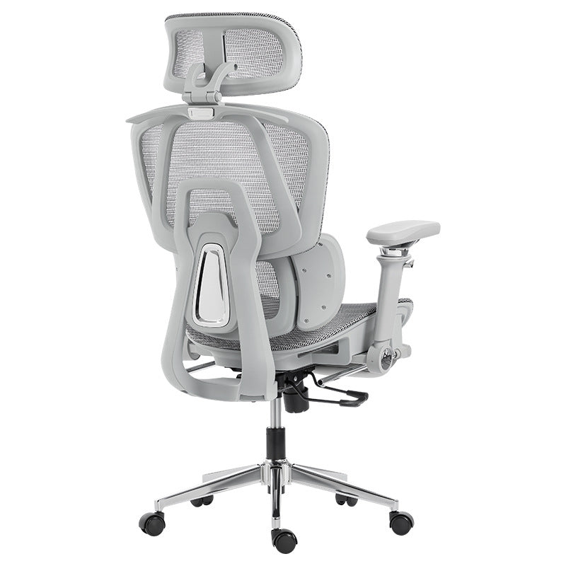Gray Mesh Desk Chair with Headrest and Armrests