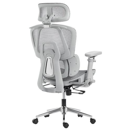 Gray Mesh Desk Chair with Headrest and Armrests