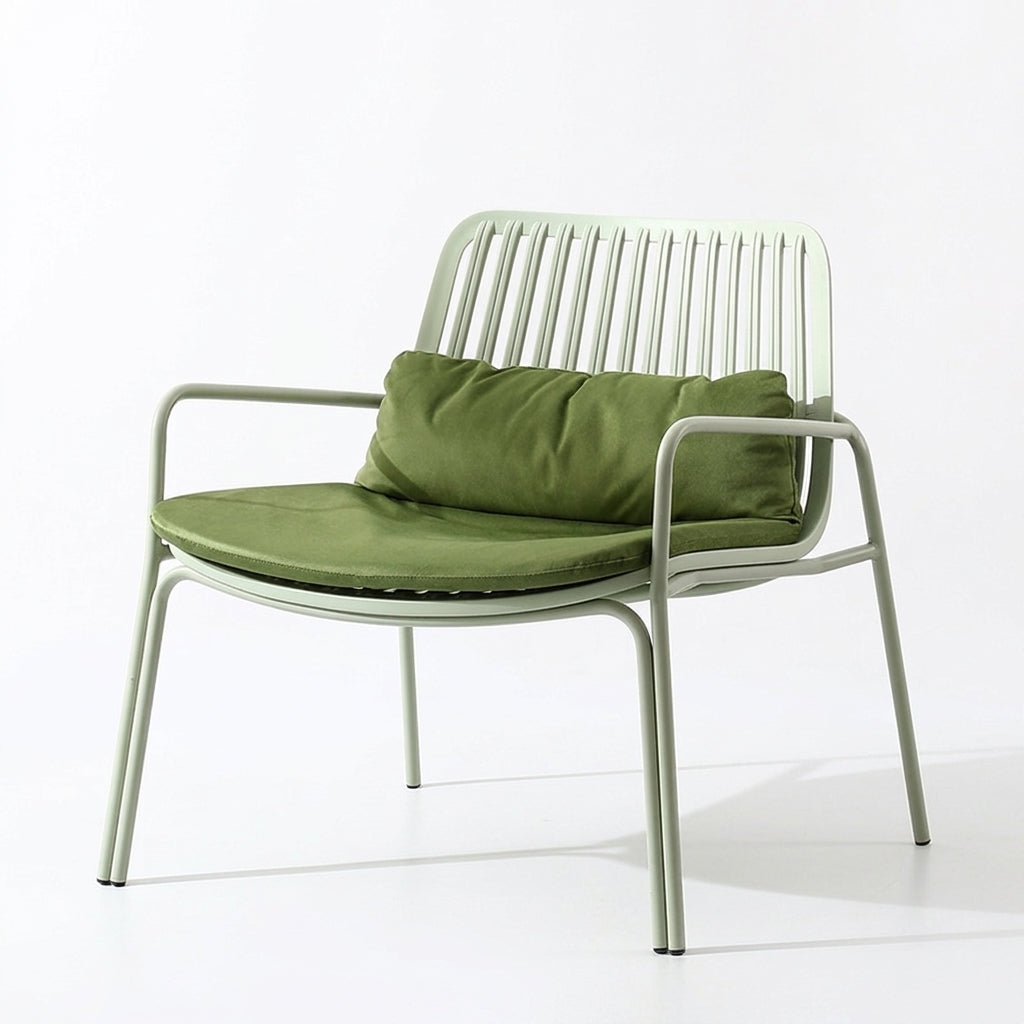 Green Modern Lounge Chair with Armrests and Cushion